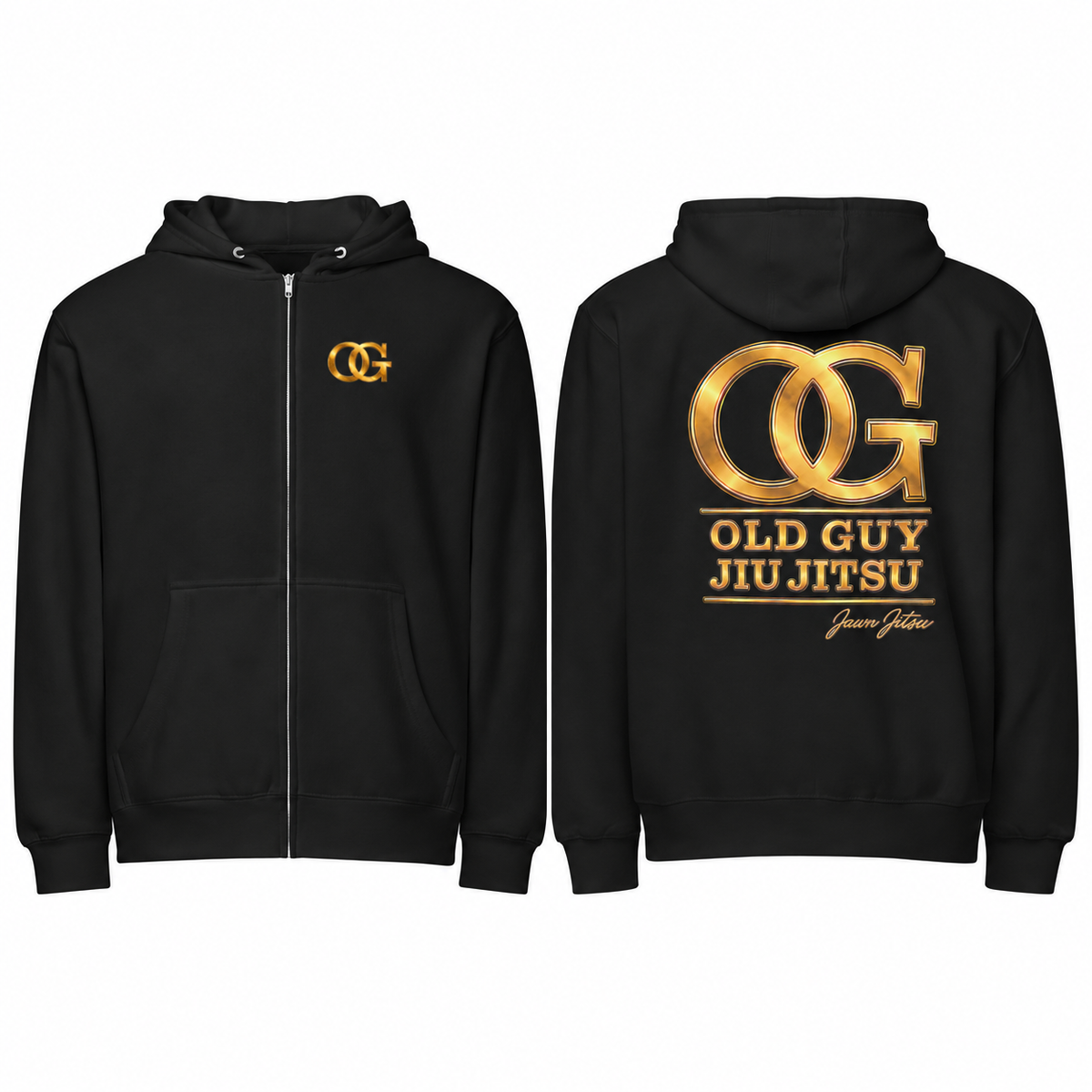 Old Guy Jiu Jitsu OG Gold Logo Zip-Up Hoodie