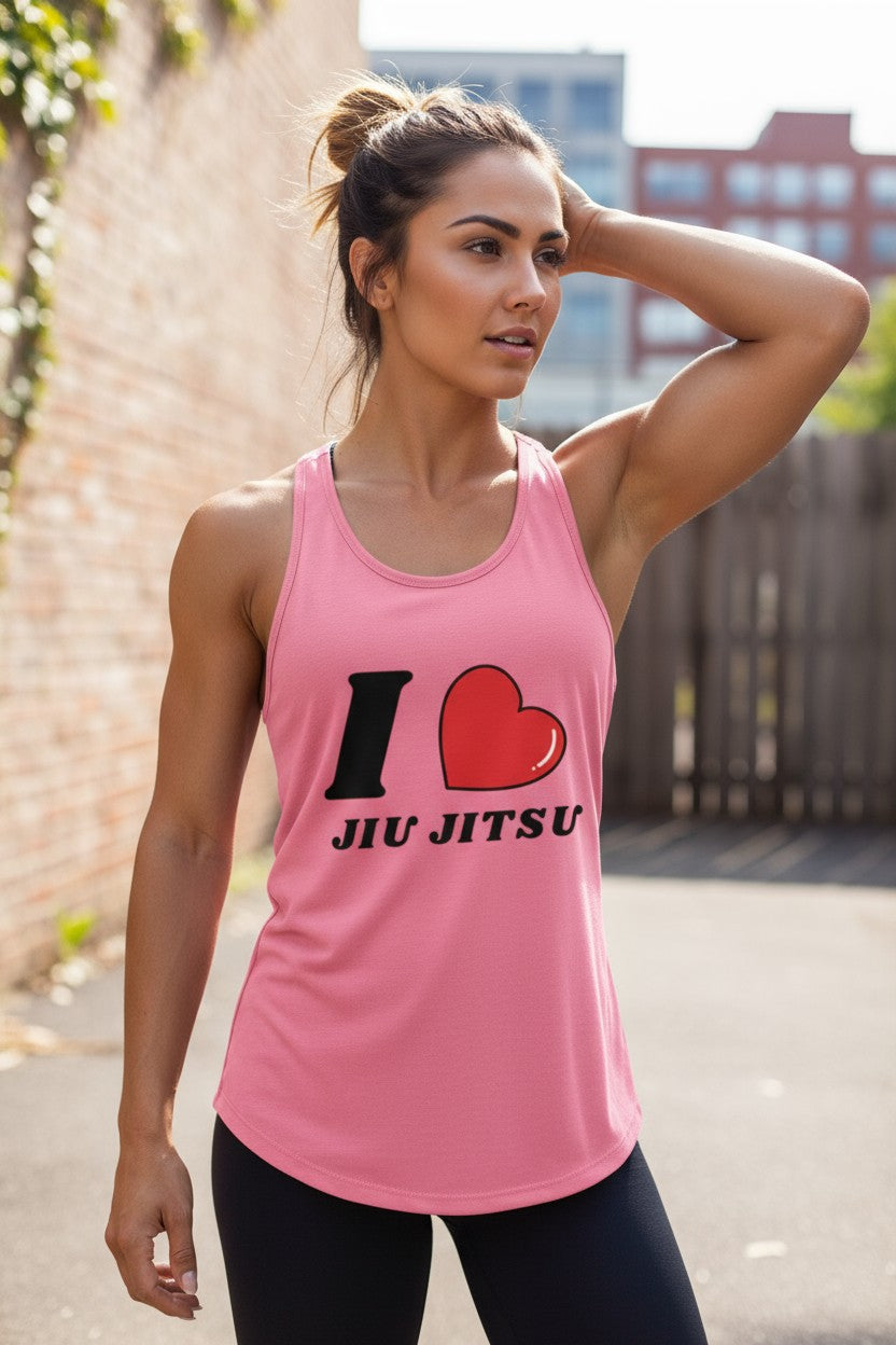 Pink Woman's I Heart Jiu Jitsu Tank Top