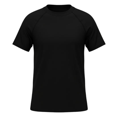 The Jawn Jitsu Shop Men's Liberty Black Belt Rash Guard, short sleeve, black, moisture-wicking fabric with UPF 50+ protection.